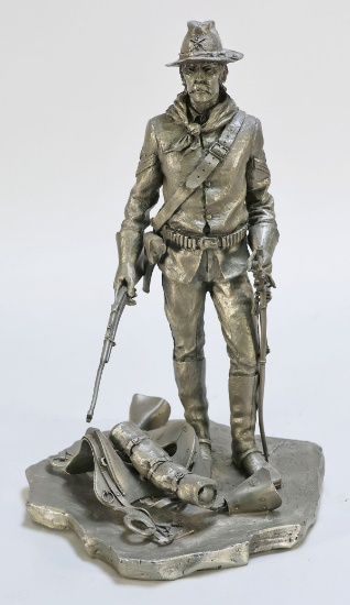 William G. Hanson "The Cavalryman" Large Pewter Statue 1224/4500, 1983 Franklin Mint
