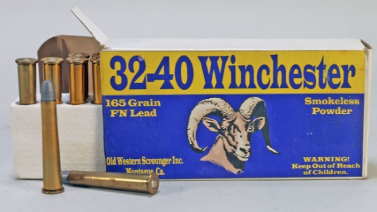 32-40 Winchester 165 Grain FN Lead Smokeless Powder Cartridges, 20 Rds.