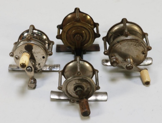 4 Small Fishing Reels; One is Marked Superior No 40, One Marked 60 &