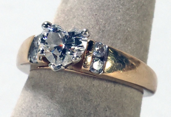 1 Ct. Heart Shaped 14kt Diamond Ring, Sz. 6.5