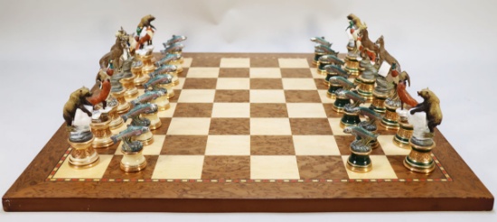 The Sportsman Trophy Chess Set W/Wooden Board