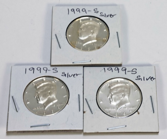 3 1999 S Kennedy Half Dollars - 90% Silver