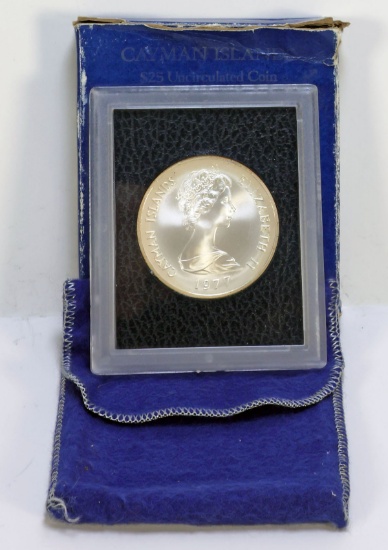 1977 Cayman Islands Elizabeth II $25 Silver Coin