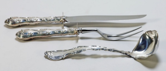 Gorham Sterling Silver Carving Fork & Knife - Ladle Spoon
