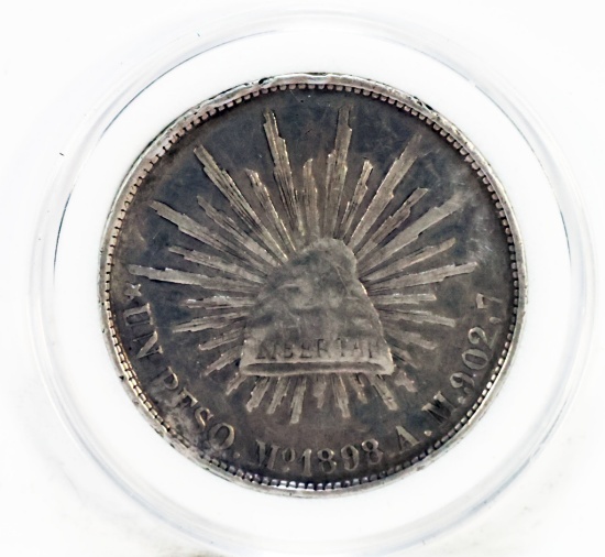 UN PESO 1898  (1949 Restrike) Silver Mexican Coin