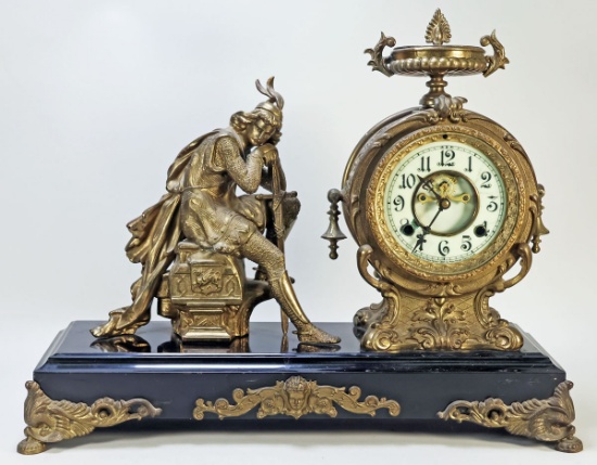New Haven "Ivanhoe" Figural Mantel Clock, Ca. 1900