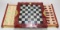 Asian Figure Chess Set W/Carved Dragon Oriental Wood Case &