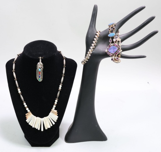 925 Bracelets/Pendant & Silver Colored Necklace
