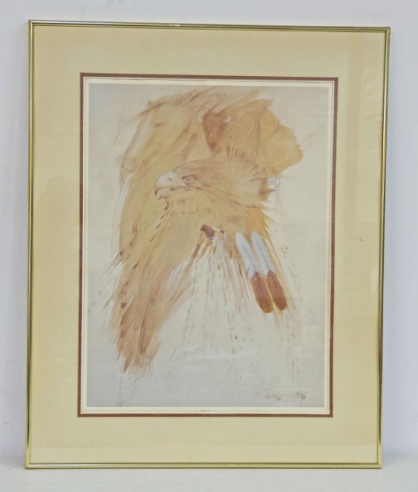 W.B. Franklin "Navajo Spirits" Framed/Matted Serigraph Hand Signed Eaglet's Cry