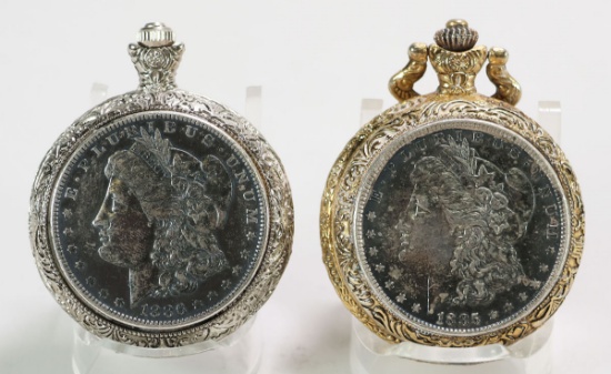 1885 & 1886 Morgan Silver Dollar Pocket Watches