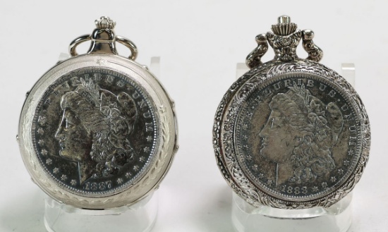 1887 & 1888 Morgan Silver Dollar Pocket Watches