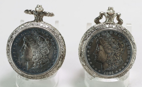 1890 & 1891 Morgan Silver Dollar Pocket Watches