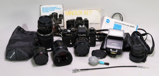 Minolta XE-7 35 mm Film Camera, Lens w/ Manuals