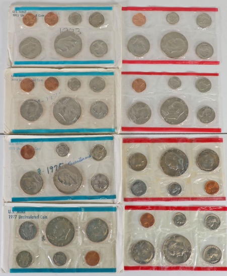 4 - US Mint Uncirculated Coin Sets; 1973,1974,1975,1977