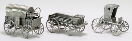 1987 Franklin Mint Pewter Covered Wagon,  Horse Wagon & Buggy