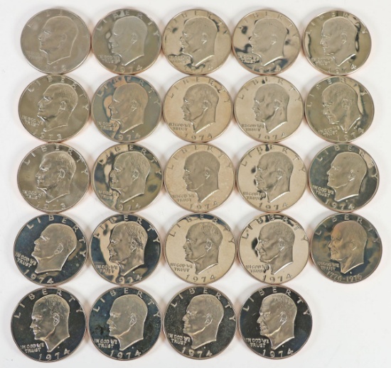 24 Eisenhower Dollars; 1-1972,2-1973,20-1974 & 1976
