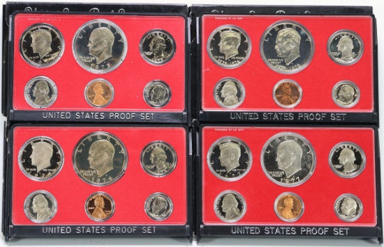 4 U.S. Proof Sets; 1973, 1974, 1976, 1977