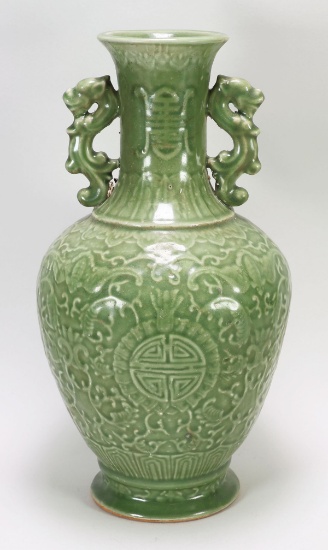 Chinese Long Quan Carving Vase