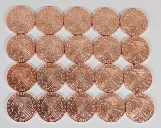 20 Incuse Indian Copper Rounds