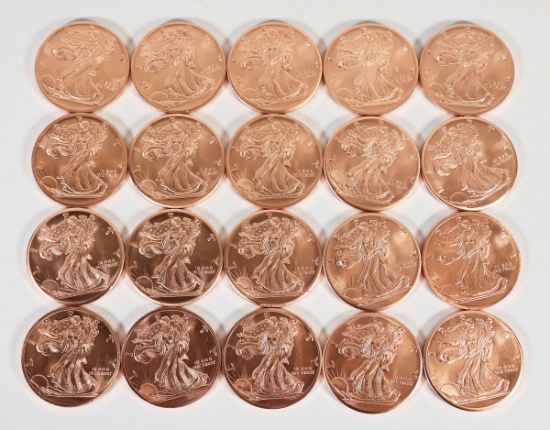 20 Walking Liberty Copper Rounds,