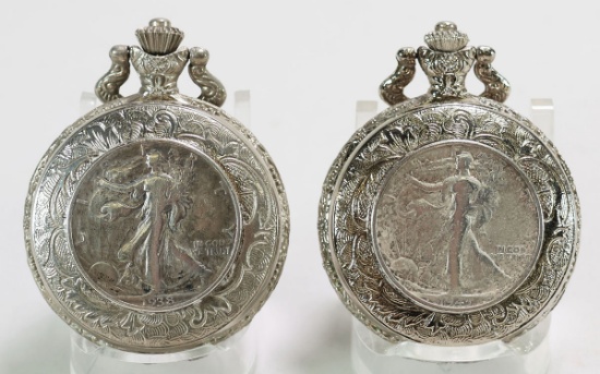 1938 & 1943 Walking Liberty Half Dollar Pocket Watches