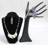 925 Bracelets/Pendant & Silver Colored Necklace