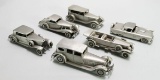 6 Danbury Mint Pewter Cars