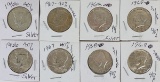8 40% Silver Kennedy Half Dollars; 2-1966,2-1967,2-1968,2-1969