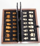 Asian Faux Ivory Hand Carved Chess Set