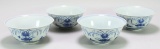 4 Chinese Blue & White Bowls