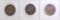 3 US Liberty Large One Cents; 1839, 1845, 1850