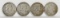 4 Franklin Silver Half Dollars; 1952-P,1952-D,1954-D,1957-D