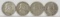 4 Franklin Silver Half Dollars; 2-1962-D, 2-1963-D