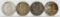 4 Franklin Silver Half Dollars; 1961-D,1962-D, 2-1963-D