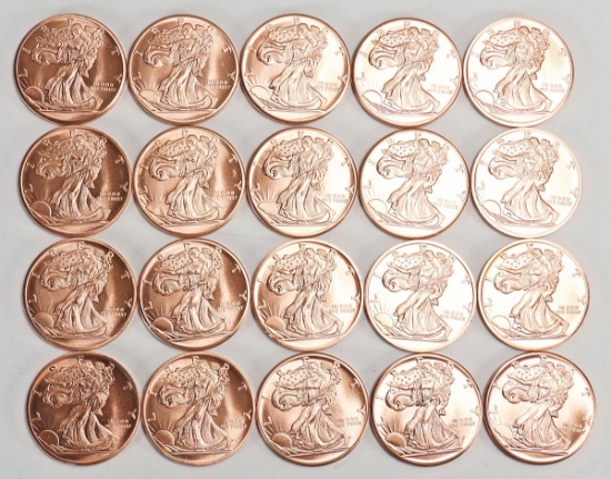20 Walking Liberty Copper Rounds