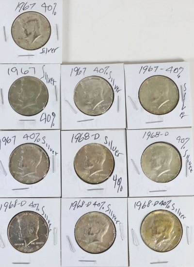 10 - 40% Silver Kennedy Half Dollars