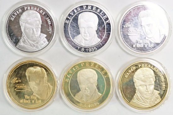 6 Elvis Presley Commemorative Collector Coins