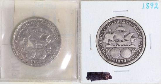 2 Columbian Silver Commemorative Half Dollars; 1892 & 1893
