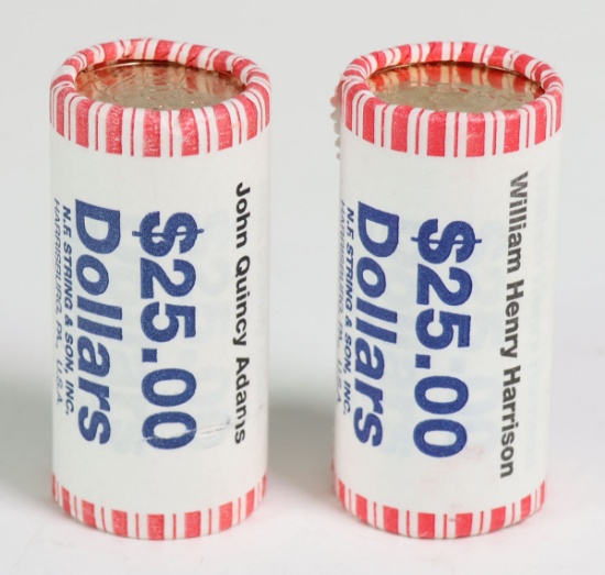 2 Rolls of Presidential $1 Coins; Adams & Harrison