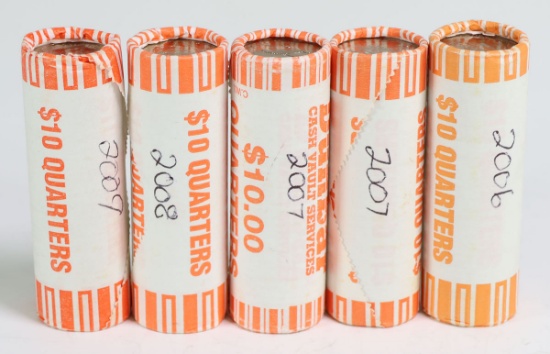 5 Rolls of Quarters; South Dakota, Washington, Wyoming, Alaska &