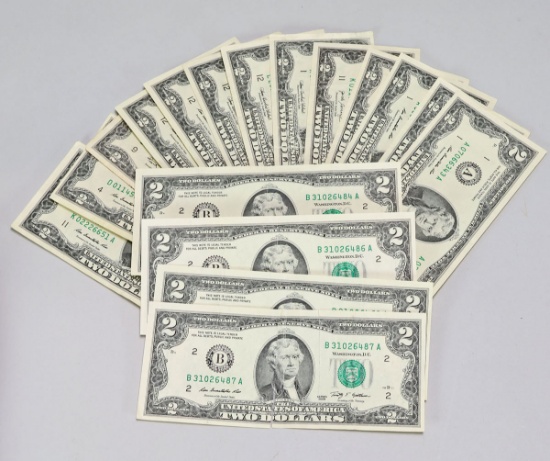 17 $2 Bills - Various Dates