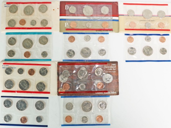 1980, 1981, 1984, 1985, 1986 U. S. Mint Sets
