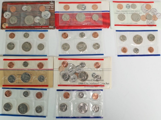 1985, 1986, 1987, 1988, 1989 U.S. Mint Sets