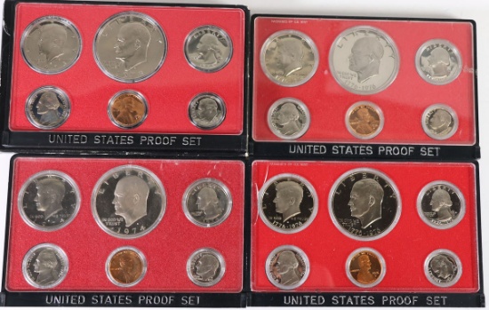 4 U.S. Proof Sets, 1973, 1974, 2-1976