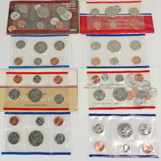 1985, 1986, 1987, 1989 U.S. Mint Sets