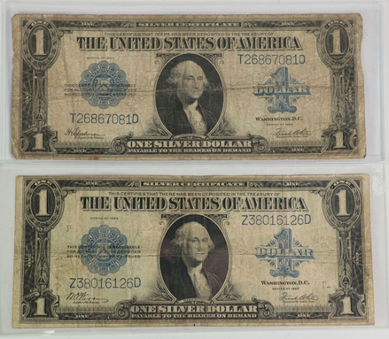 2 - Series Of 1923 $1 Blue Seal Silver Certificate Notes, T26867081D & Z38016126D