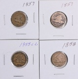 4 Flying Eagle Cents; 2-1857, 2-1858