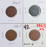 4 U.S. 2 Cent Pieces; 2-1864, 2-1865