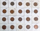 20 Indian Head Pennies; Various Dates