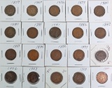 20 Indian Head Pennies; Various Dates